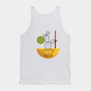 Yellow green cactus Line Art Tank Top